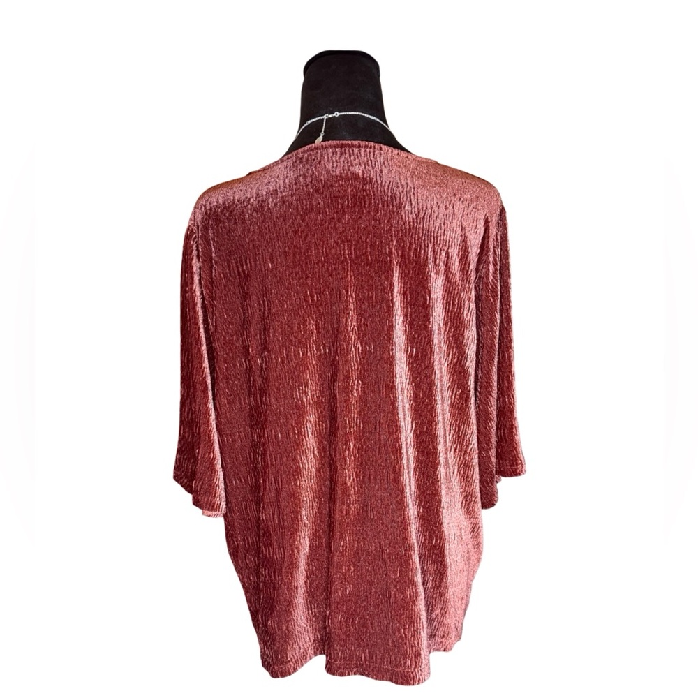 Madewell Texture & Thread Burgundy Crinkle Velvet Top 2X - Picture 2 of 8